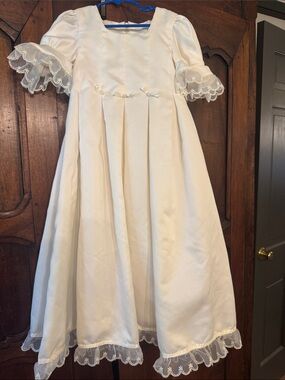 Children's Ivory Lace-Trim Satin Dress communion or special occasion flower girl